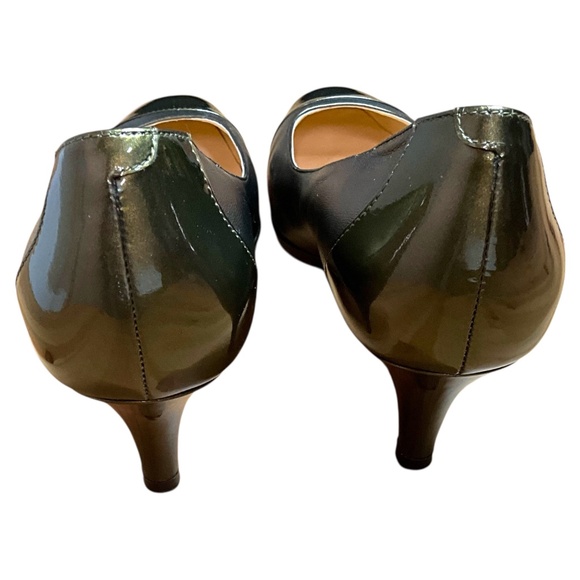 COLE HAAN x NIKE AIR Genuine Leather Olive Green Low Heeled Pumps Sz 9B - Picture 7 of 12